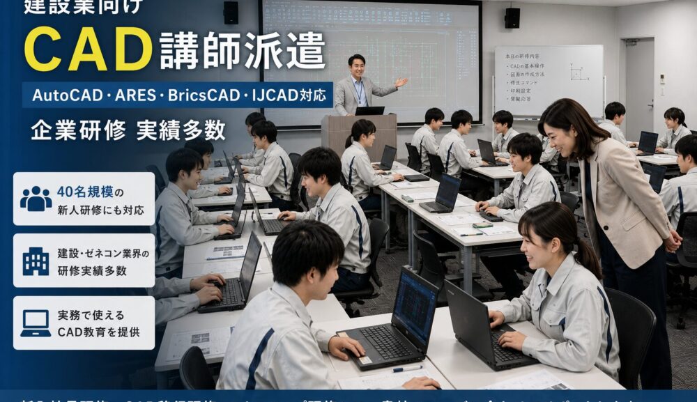 新人を『CAD即戦力』に育成！企業研修で差をつける【2日間･３日間対応】